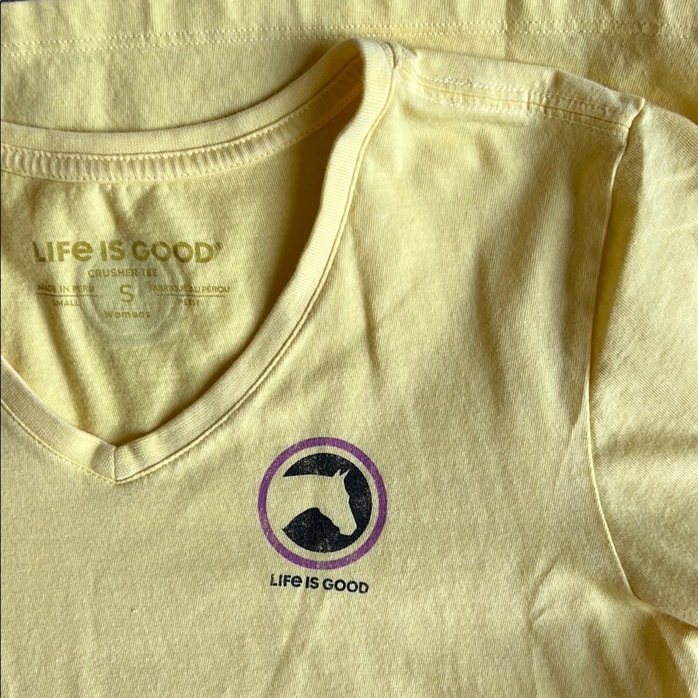 Life Is Good Soft Yellow Tee Horse Logo